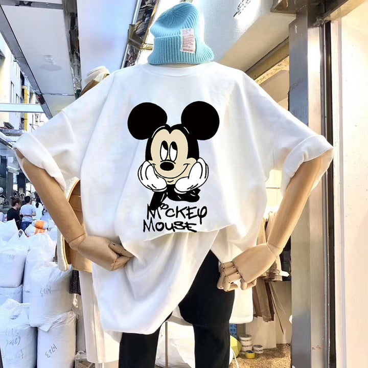 Dame T-shirt med kreativ Mickey Mouse grafiktryk og afslappet oversized pasform Stilla