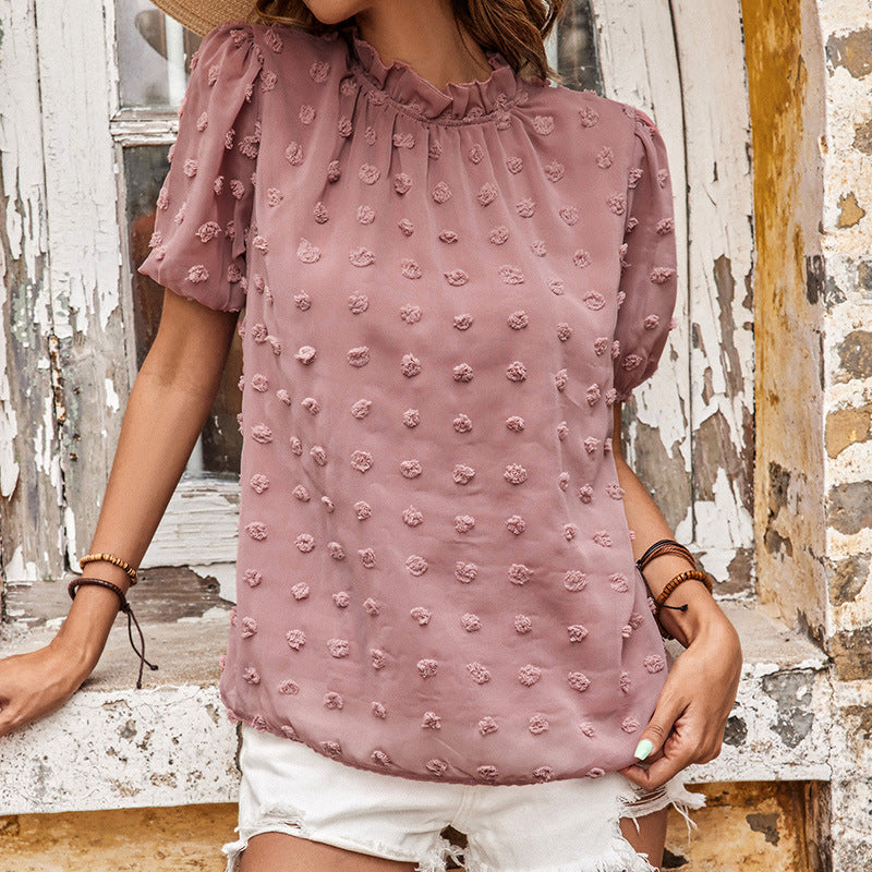 Dame Elegant Flæse Puffærmet Bluse Stilla