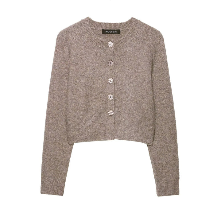 Dame cropped strikjakke med knaplukning Stilla
