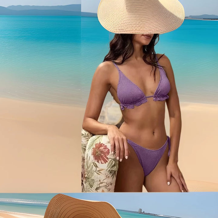Dame Funklende Trekant-Bikini-Sæt Stilla