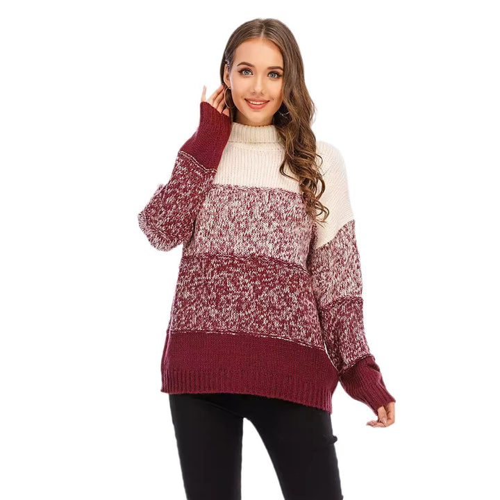 Kvinders hyggelige turtleneck sweater i struktureret strikdesign Stilla