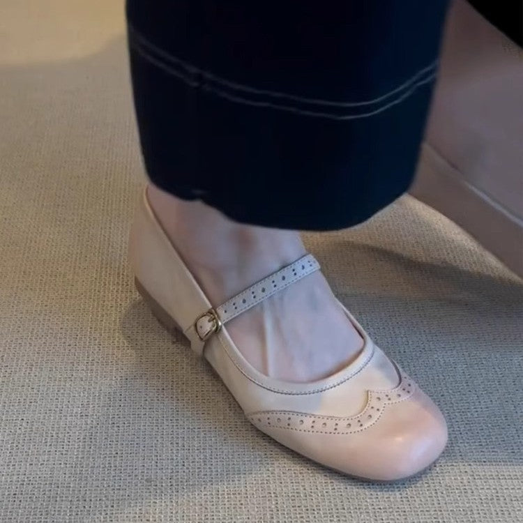 Dame elegante Mary Jane Ballerinas med dekorativt remdetail Stilla