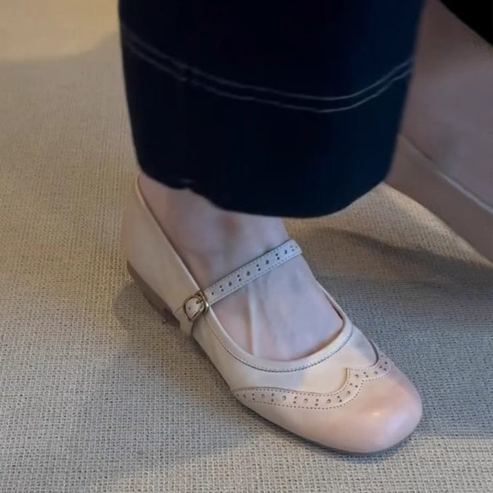 Dame elegante Mary Jane Ballerinas med dekorativt remdetail Stilla