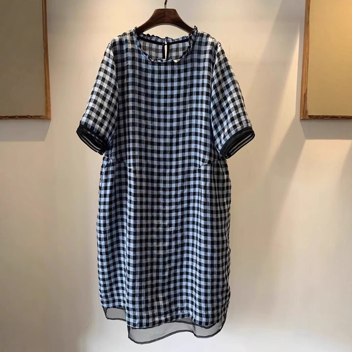 Dame Casual Gingham Check Tunika Kjole Stilla