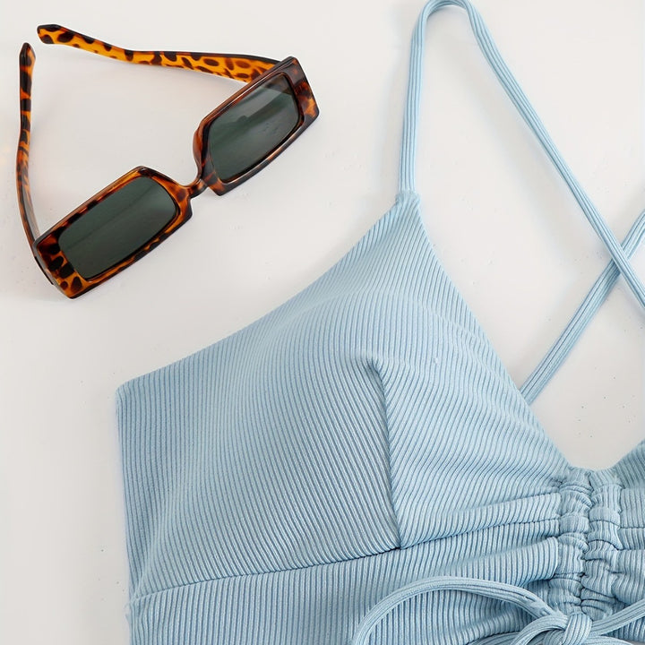 Dame Trendy Bikini med rynk og asymmetrisk design Stilla