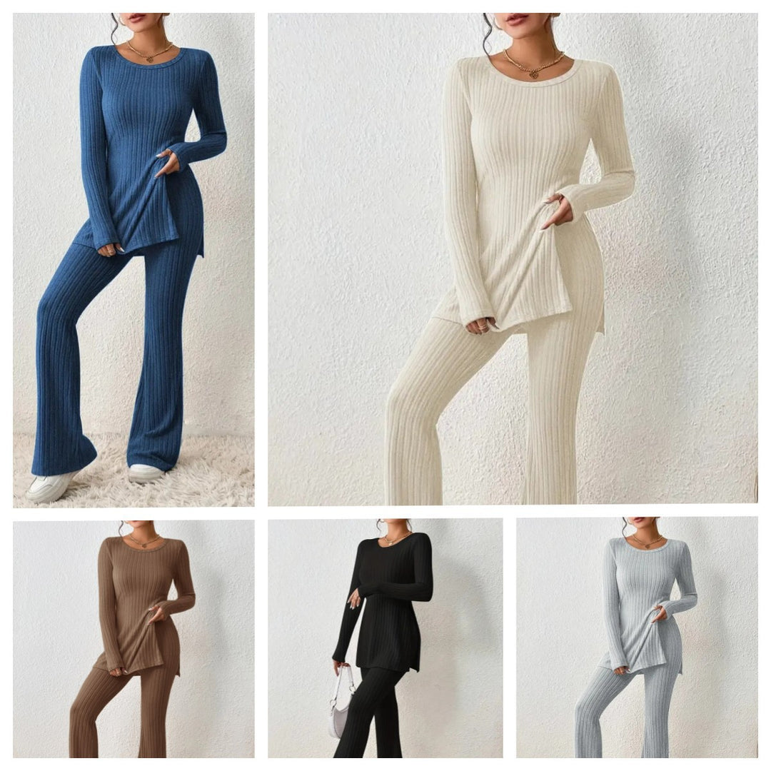 Dame Kombi-Loungewear med langt top og udvidede ben Stilla