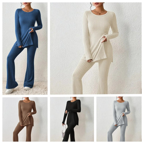 Dame Kombi-Loungewear med langt top og udvidede ben Stilla
