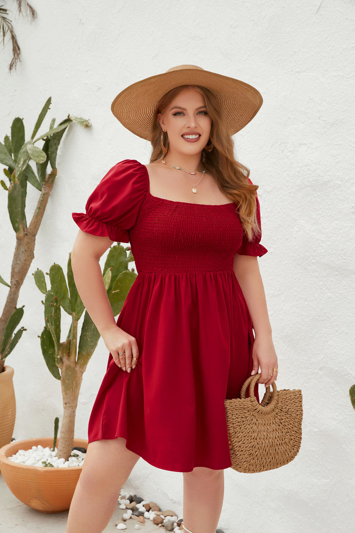 Dame Let sommerkjole med off-shoulder pasform og voluminøse puffærmer Skovae