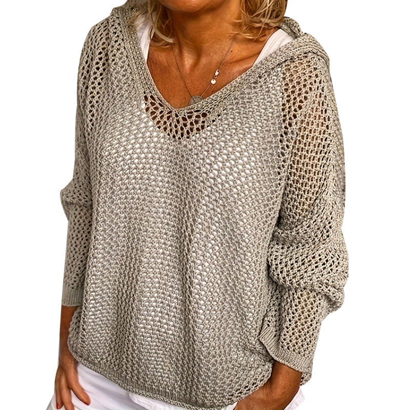 Femme let strikpullover hoodie Stilla