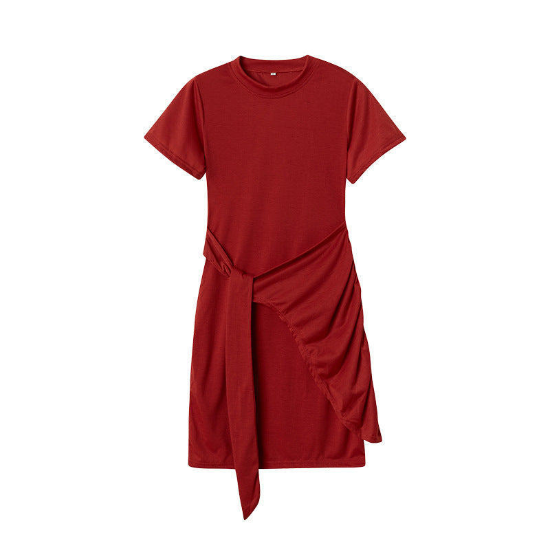 Dame Fritids Draperet T-Shirt Kjole Stilla