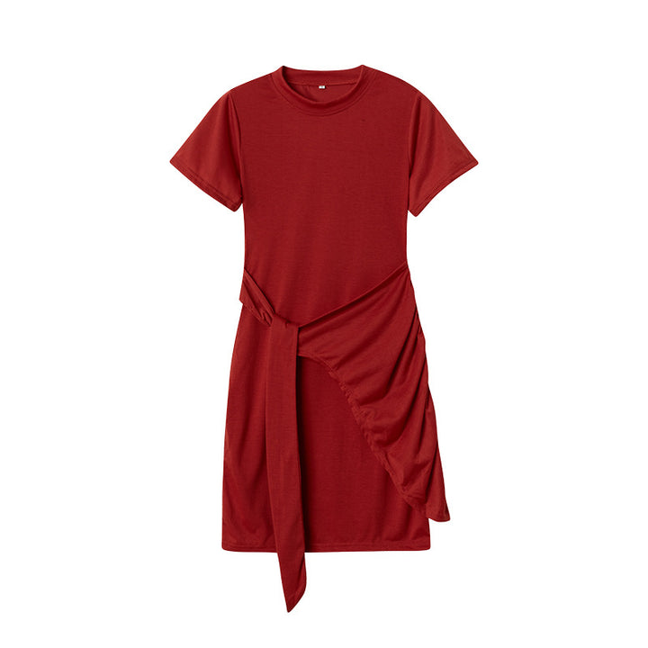 Dame Fritids Draperet T-Shirt Kjole Stilla