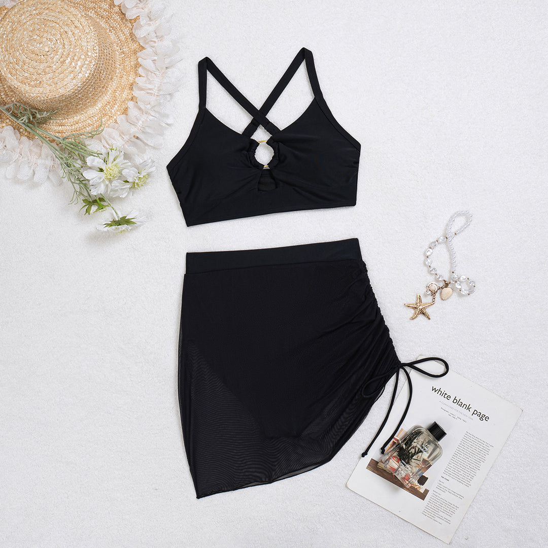 Damer Fashionabel Bikini med transparent wrap skirt Skovae