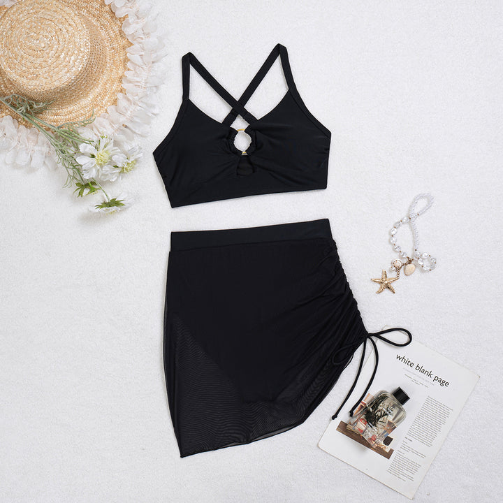 Damer Fashionabel Bikini med transparent wrap skirt Skovae