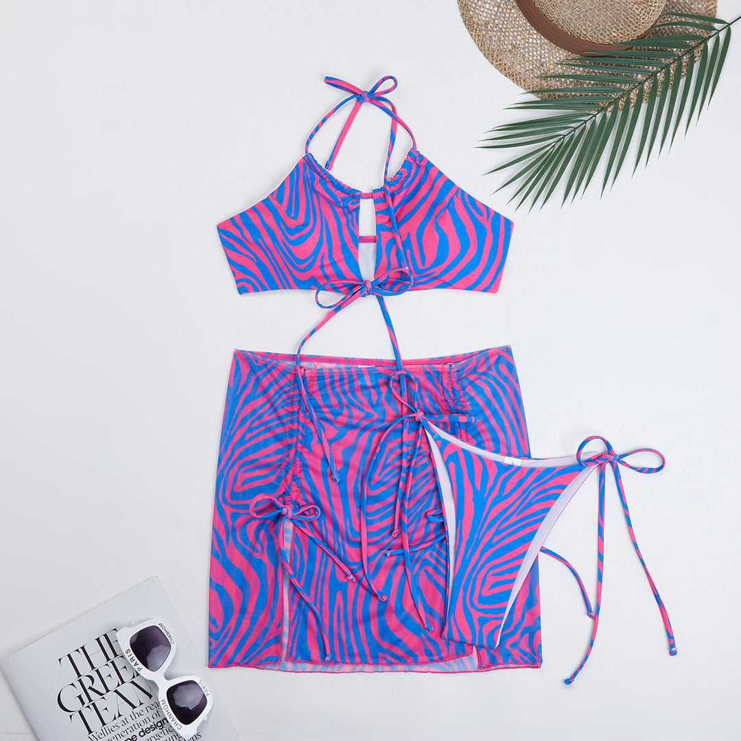 Damer Bikini-sæt med iøjnefaldende zebra-design og justerbare stropper Stilla