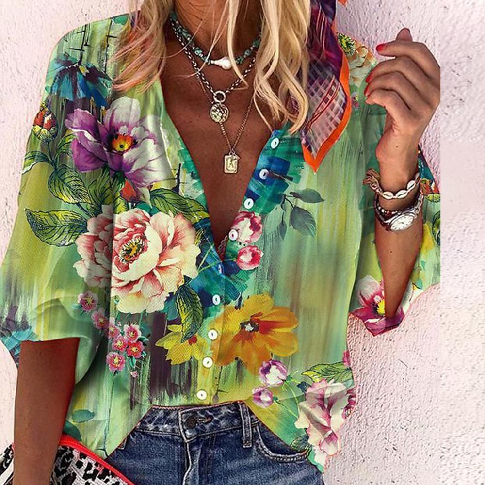 Skovae | Spidsbroderet Boho Langærmet Tunika Bluse