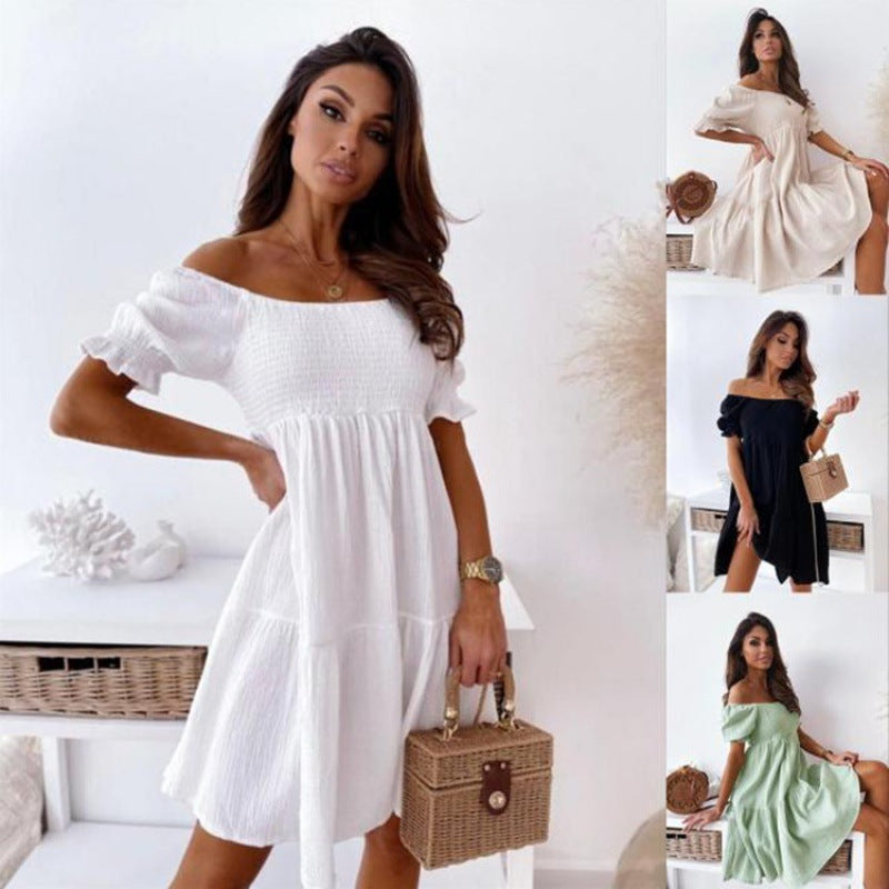 Off-Shoulder-Minikjole med flæser til kvinder Stilla