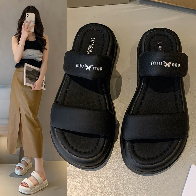 Dame Sommer Slide Sandaler med bredt polstret rem og skridsikker sål Stilla