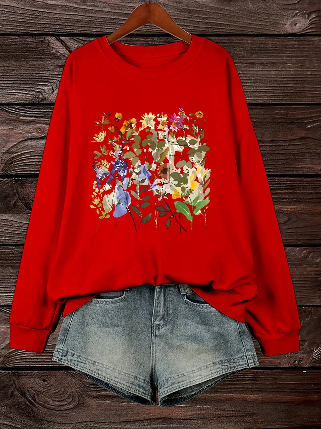 Kvinders sweatshirts med blomstermotiver og komfortabel pasform Stilla