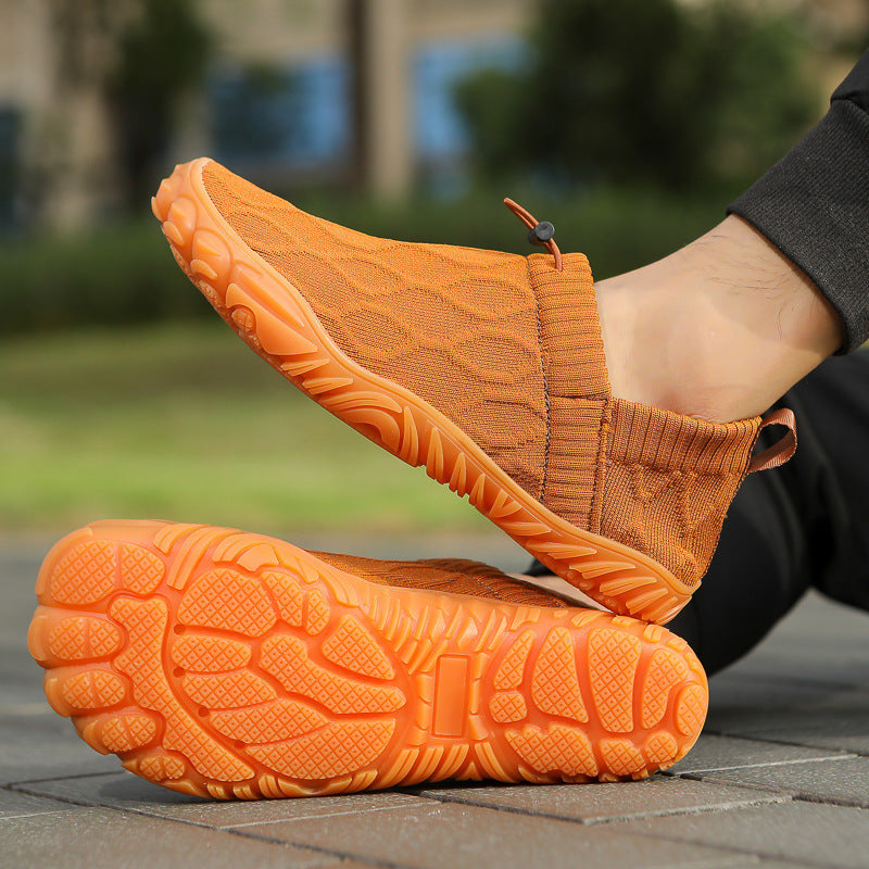 Unisex nan Hybrid-Slipper til indendørs og udendørs med elastisk strikskaft, trækstopper og profileret gummisål Skovae