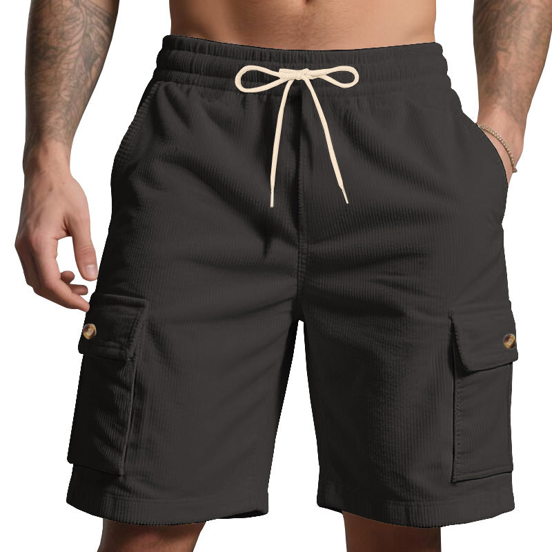 Herren nan Cord-Cargo-Shorts med elastisk tunnelstræk, påsyede cargolommer og blød bomuldsblanding Skovae