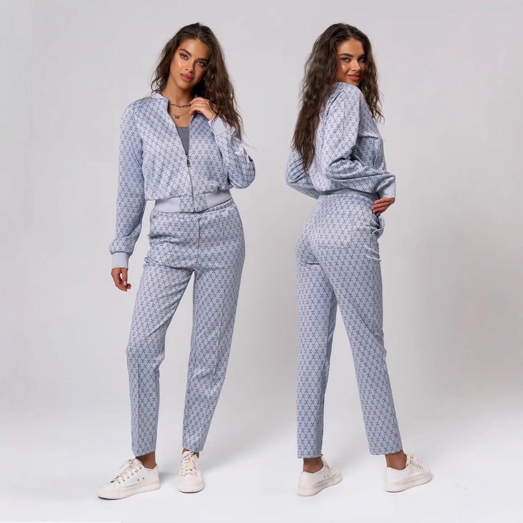 Kvinders sporty loungewear sæt med hættejakke og løse joggingbukser Skovae