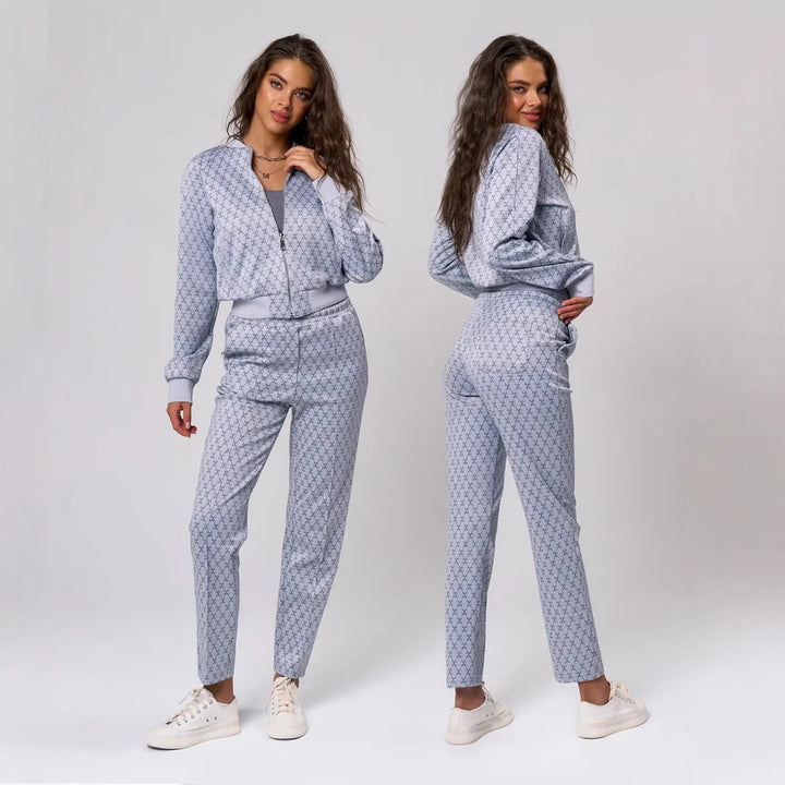 Kvinders sporty loungewear sæt med hættejakke og løse joggingbukser Skovae