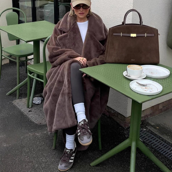 Dame Oversized Künstpelsfrakke Stilla