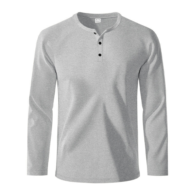 Herrer Langærmet Henley T-shirt i åndbart materiale med struktureret overflade Stilla