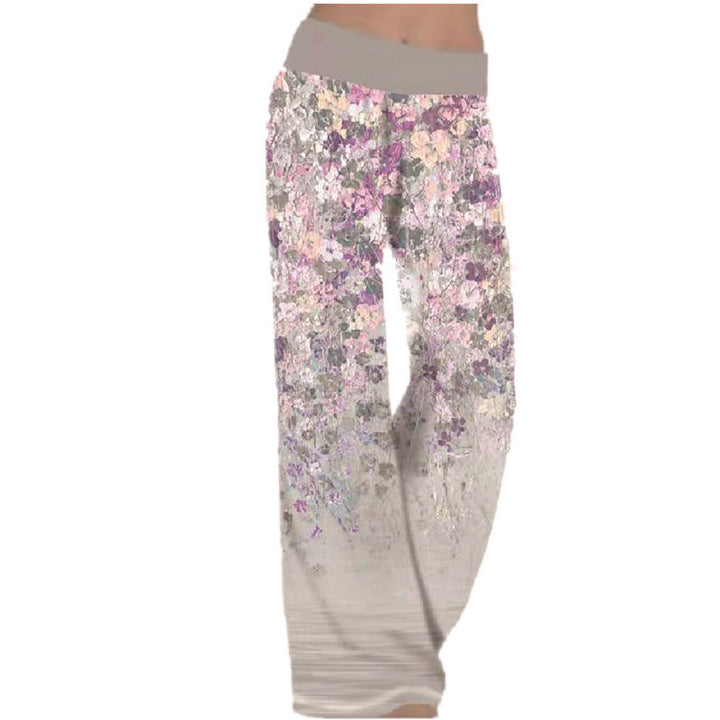 Dame løs fritidsbukser med blomsterprint og elastisk talje Stilla