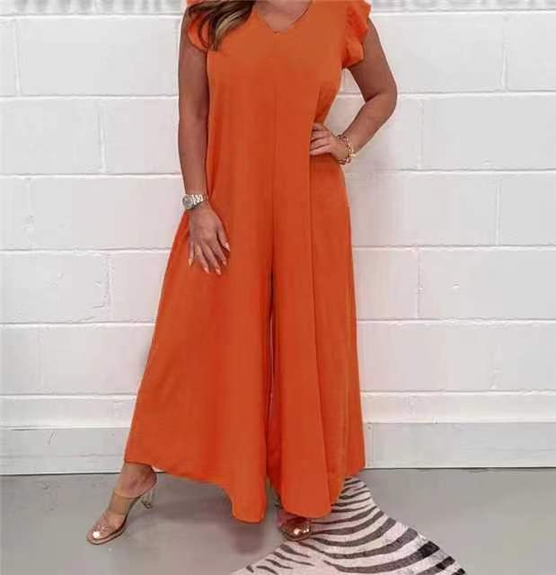 Dame Elegant Jumpsuit med voluminøse ærmer og V-udskæring Stiila