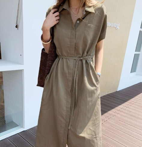 Dame Elegant Utility Skjortekjole Stilla