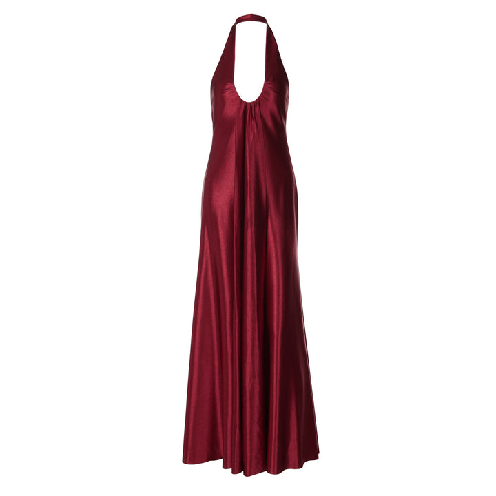 Dame Maxi Kjole med elegant Halterneck-detaljering og flydende snit Skovae