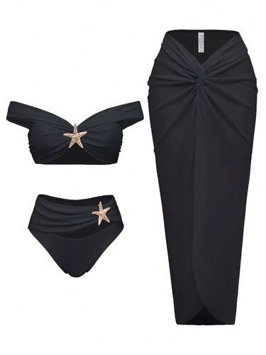Dame Elegant Bikinisæt med Wickelrock Skovae