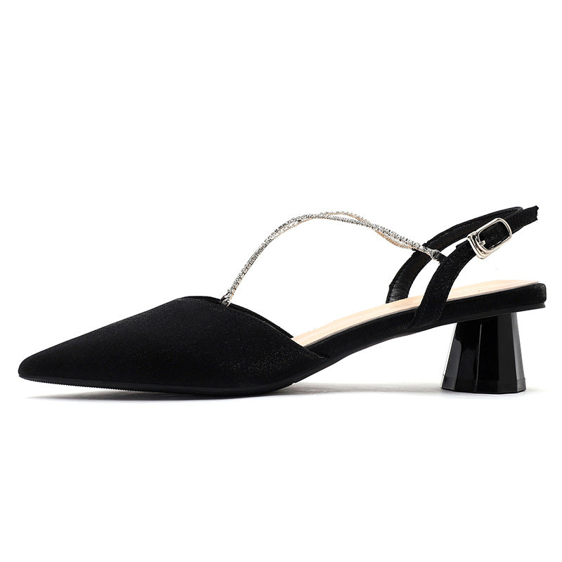 Dame Slingback spids hæle med stilfuld transparent blokhæle Stilla