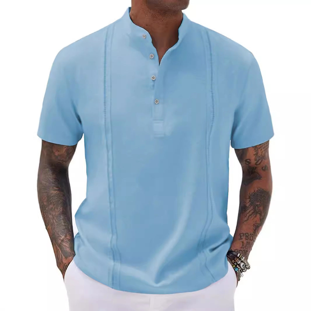 Herrer Poloshirt med moderne knapliste-design og åndbar struktur Stilla