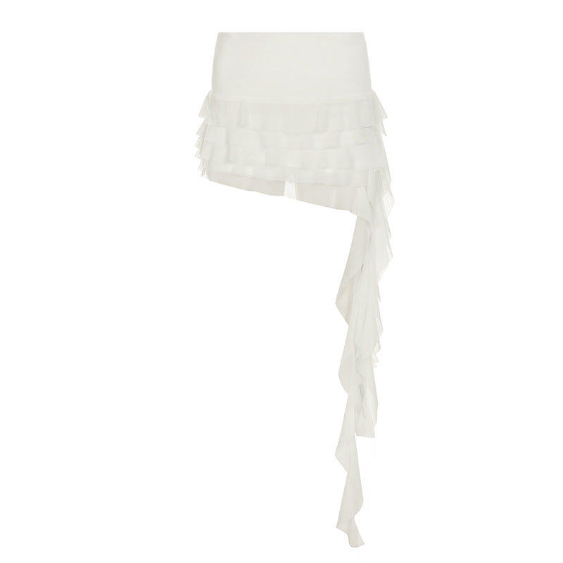 Damen Eleganter asymmetrischer Spitzenspaltröckchen Skovae