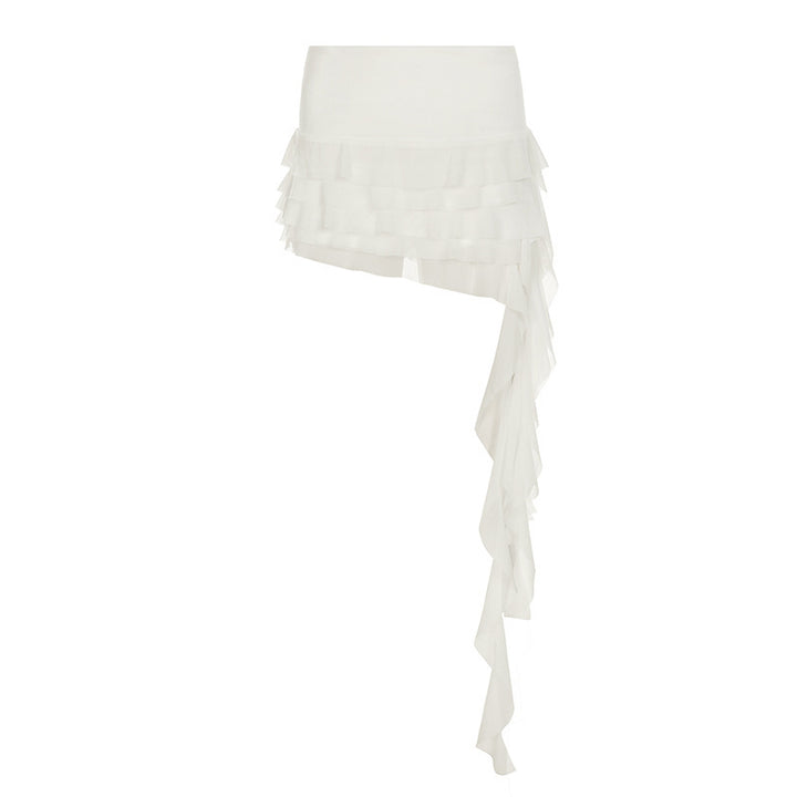 Damen Eleganter asymmetrischer Spitzenspaltröckchen Skovae