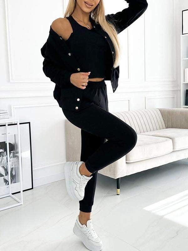 Kvinders sportssuit med kort top og urban jakke Stilla