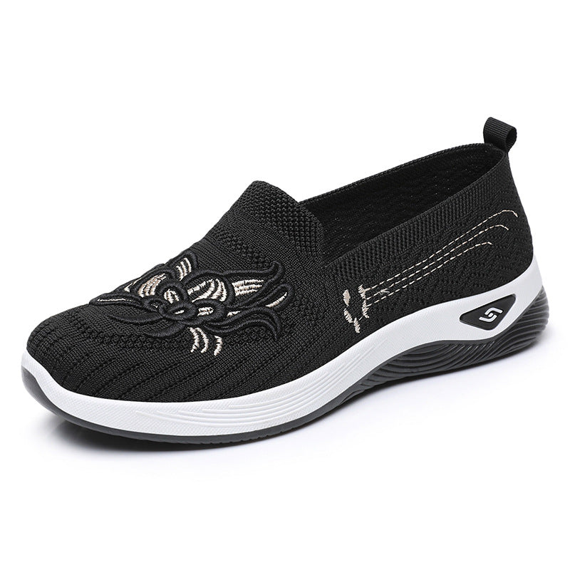 Dame Komfortable Slip-On Sneakers med floral broderi Stilla