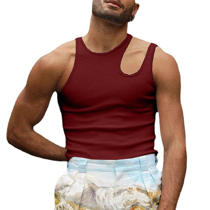 Herrer nan kropsnær tanktop med asymmetrisk skulderudskæring og fin ribstruktur Skovae