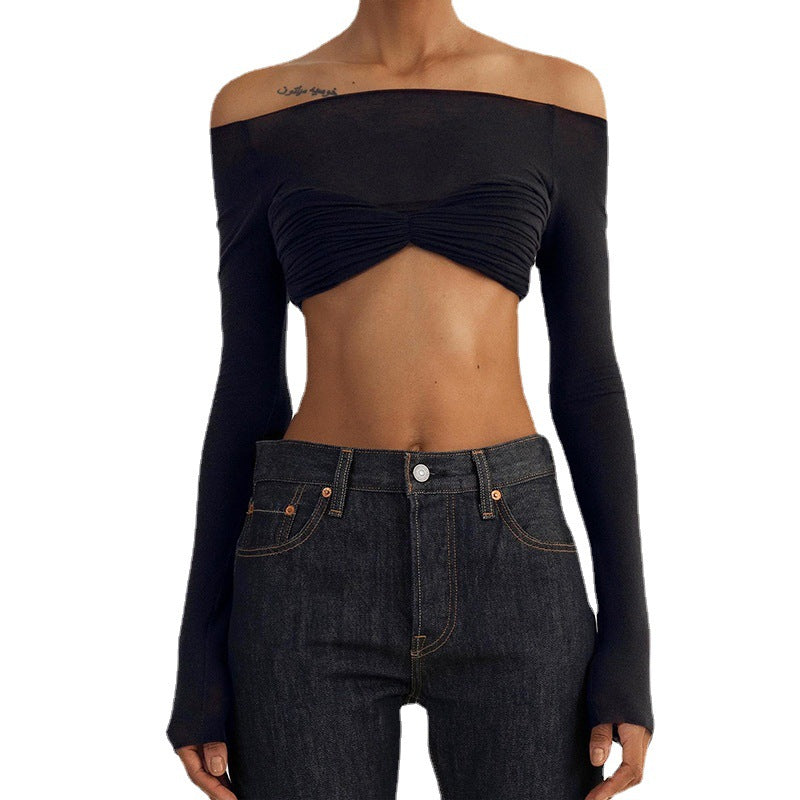Damer Trendy Cropped Top med Raffineringer og Off-Shoulder Snit Stilla