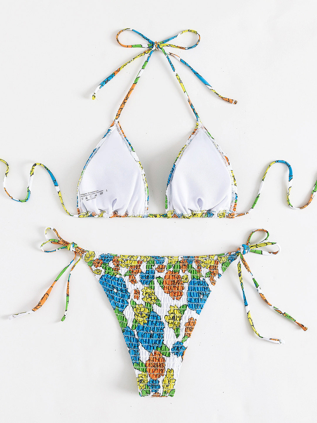 Dame Bikiniset med innovativt ruffles design og farverigt blomstermønster Skovae