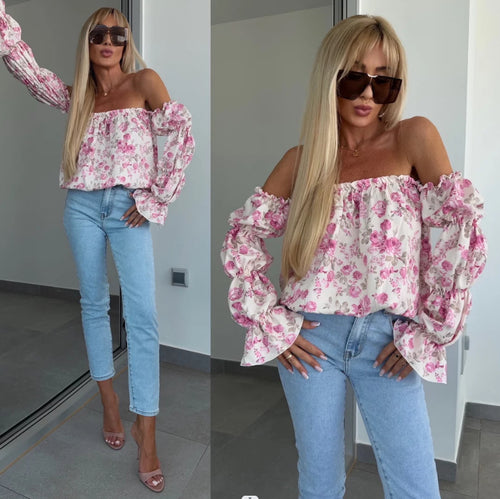 Dame Off-Shoulder Bluse med Pufærmer Stilla