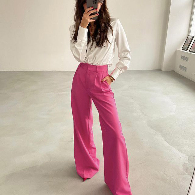 Dame Bredskåret High-Waist Bukser med elegant taljedetalje Stilla