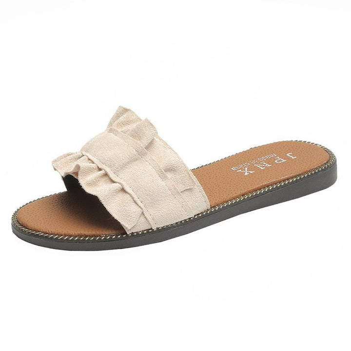 Dame komfortable sandaler med voluminøse flæser og blødt fodseng Stilla