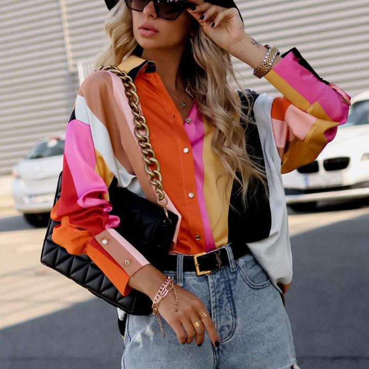Dame Oversized Bluse med elegant blomsterdesign Stilla