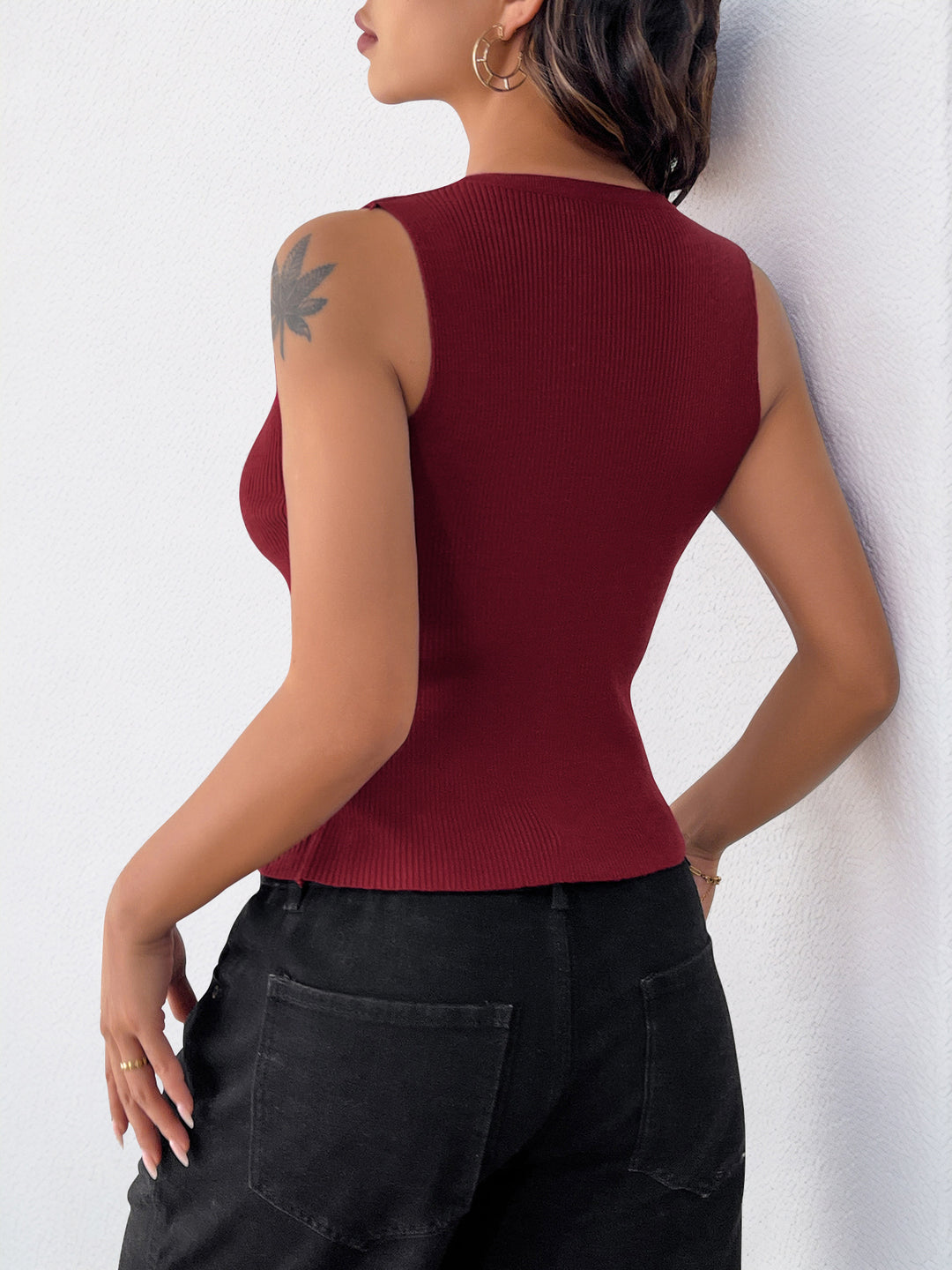 Femme Ribben Knap-Cardigan Top Stilla