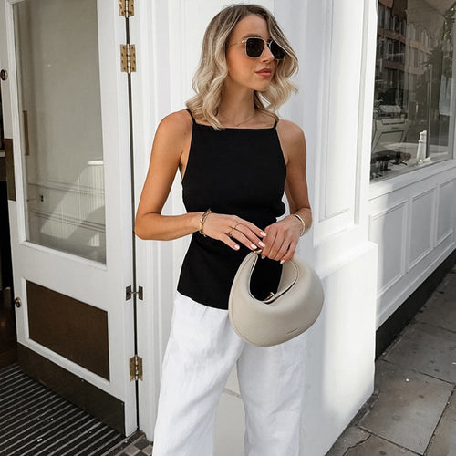 Dame asymmetrisk top med smalle stropper og elegant snit Stilla