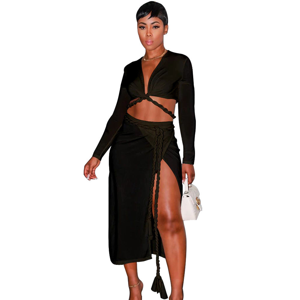 Dame sæt med cropped top og sarong Stilla