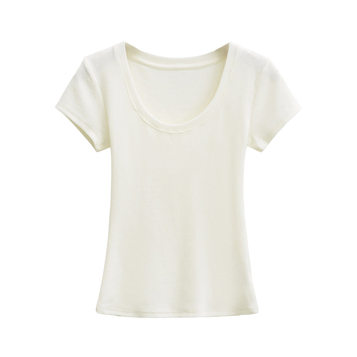 Dame Rundhals T-shirt i åndbart materiale med struktureret overflade Stilla